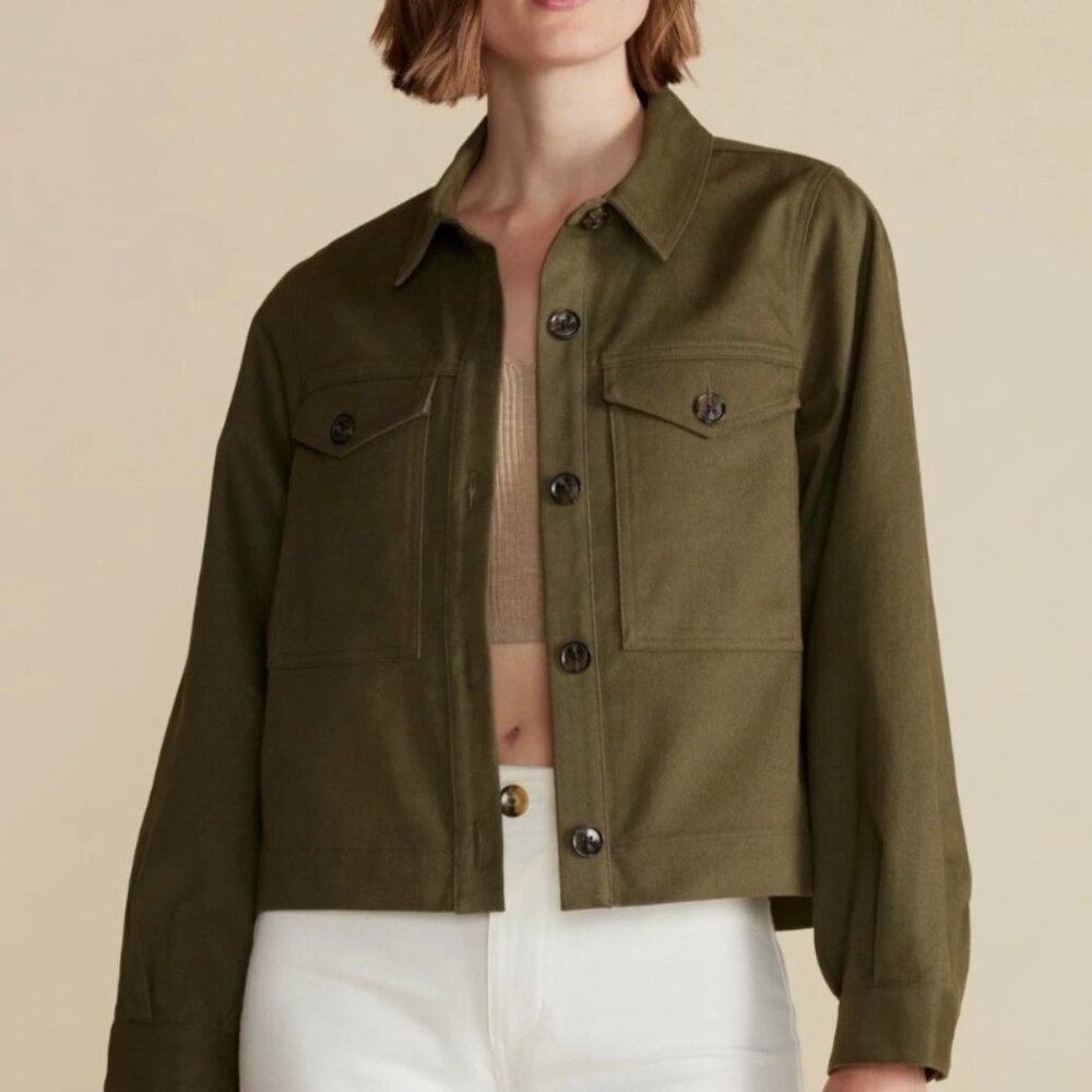 Amour Vert Genevieve Organic Cotton Jacket in Calla Green Size Small NWT